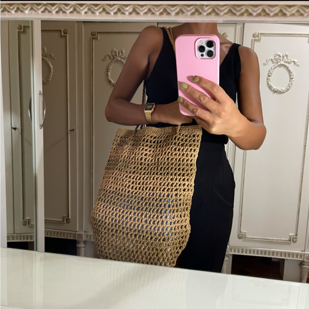 Summer straw tote bag handmade